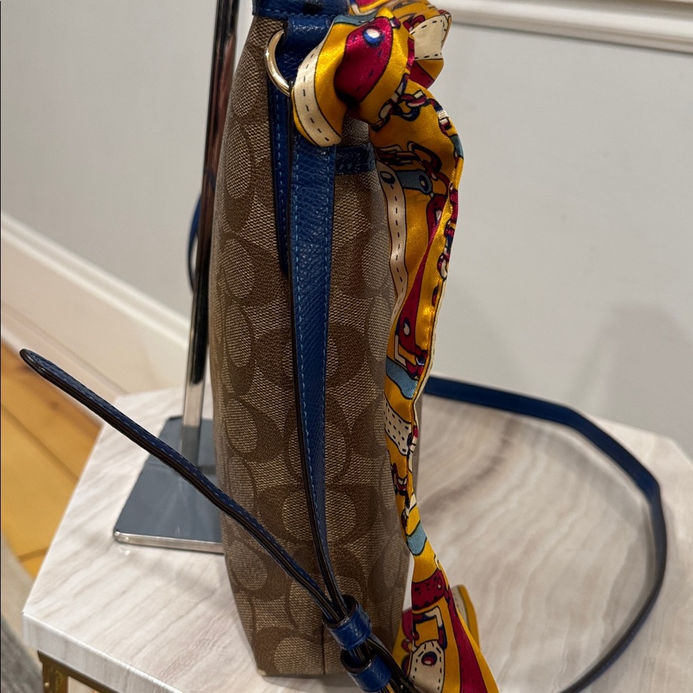 Coach File Bag Signature Blue Brown Crossbody - Picture 4 of 17